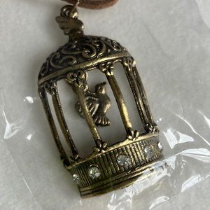 3/$20 birdcage necklace bird dove gilded